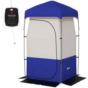 Camping Shower Tent, Portable Privacy Shelter with Solar Shower Bag, Removable Floor and Carrying Bag, Blue