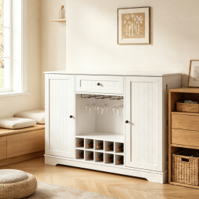 47.2 Inch Sideboard Cabinet with Door Shelves And 10-Bottle Wine Rack for Kitchen Storage And Organization
