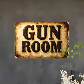 CIFbuy Vintage Gun Room Metal Sign Retro Tin Plaque Wall Art, Old Texture Iron Decor For Living Room Bar Man Cave Home Decoration TikTok, TikTok