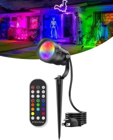 12W Halloween Spotlight Outdoor with Remote Plug Timer Color Changing 120V Landscape Lighting Waterproof Dimmable LED Spot Light for Yard Christm