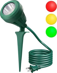 120V Spotlight Outdoor, 500LM Waterproof LED Spot Light with 3 Extra Lenses (Red Yellow Green), Landscape Lighting for Holiday, Trees, Flag