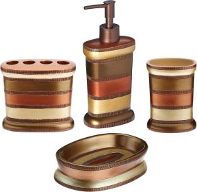 Home 4pc Contempo Stylish Bathroom Accessories Set Shower Soap Dispenser, Tumbler