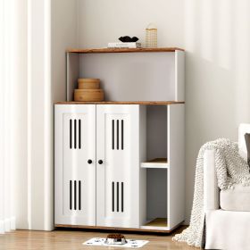 Litter Box Enclosure for 2 Cats,Hidden cat furniture, double litter cabinet, can be used as side cabinet, wash bathroom