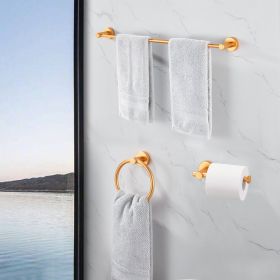 Bathroom Hardware Set, Thicken Space Aluminum 3 PCS Towel bar Set- Brushed Gold 16-27 Inches Adjustable Bathroom Accessories Set