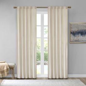 Room Darkening Metallic Printed Poly Velvet Rod Pocket/Back Tab Window Panel Pair Ivory 37x84"