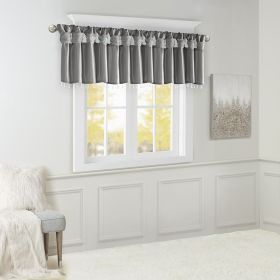 Lightweight Faux Silk Valance With Beads Charcoal 50x26"