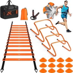 Professional Agility Ladder Training Set For Speed & Footwork - Adjustable Fitness Equipment With Carry Bag For Coordination, Quickness & Agility (Option: Orange)