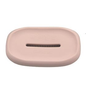 Soap Holder 2-in-1 Silicone + Soft Bath Brush Soap Box for Home Travel Soap Dish Bathroom Accessories (Color: Pink)