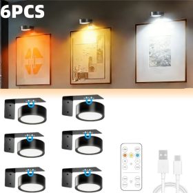 Picture Lights for Wall, Battery Powered Magnetic Lights with 3 Lighting Color Dimmable Timer Art,Poster,Gallery,Painting Display,Photos,Frame (quantity: 6PCS)