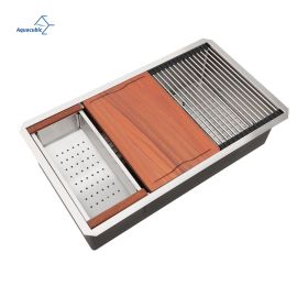 Factory Directly Multi-functional OEM Handmade SUS 304 Stainless Steel Undermount Kitchen Sink Workstation (Thickness: 18 Gauge, size: 3218 Inch LR10)