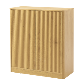 34.3" modern wavy sideboard, curved contour design storage cabinet, 2-door cabinet with storage function, suitable for kitchen/bedroom/living roo (Color: Natural)