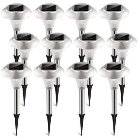 12Packs Solar Garden Lights Outdoor IP44 Waterproof Solar Pathway Lights Color Changing Landscape Lamps 10Hrs Lawn Lighting for Yard Driveway Wal (Color: White, size: 12 pcs)