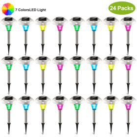 24Pcs 12Pcs 8Pcs 4Pcs Solar Garden Lights IP44 Waterproof 7 Color Changing For Yard Driveway Walkway (Option: 24pcs)